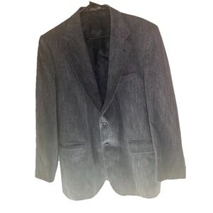 Towncraft Mens Blazer Sport Coat Suit Jacket 41R Blue Grey Wool Silk Blend Vtg